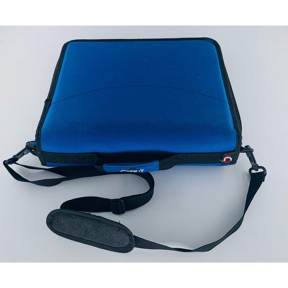 Case It Zipper Binder Mighty Zip Tab 3" Two 3-Ring Blue Shoulder Strap Pockets - Picture 9 of 12